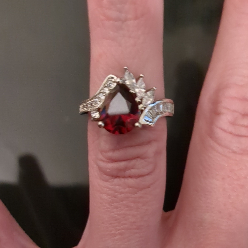 Detailed Ruby And Silver Ring